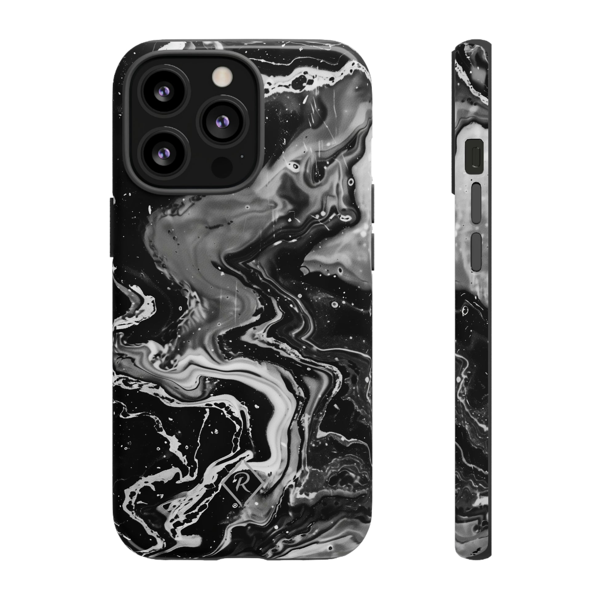 Marble Black and White Phone Case - Sable Swirl for iPhone, Samsung and Google Pixel - Roxique. Where durability meets style.