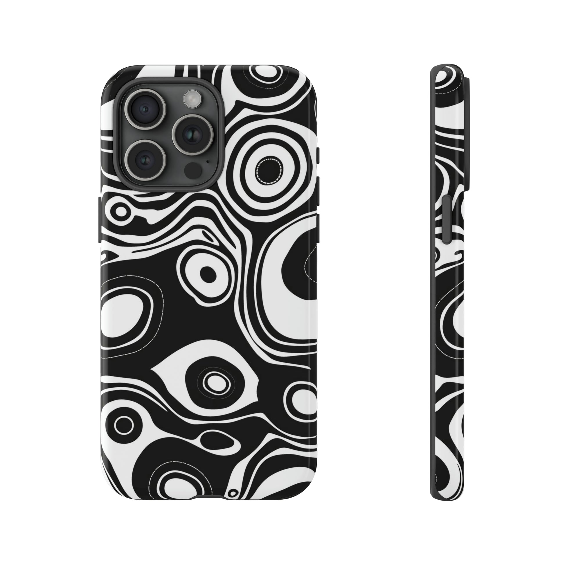 Shockproof iPhone 15 Phone Case - Glossy Front and Side View