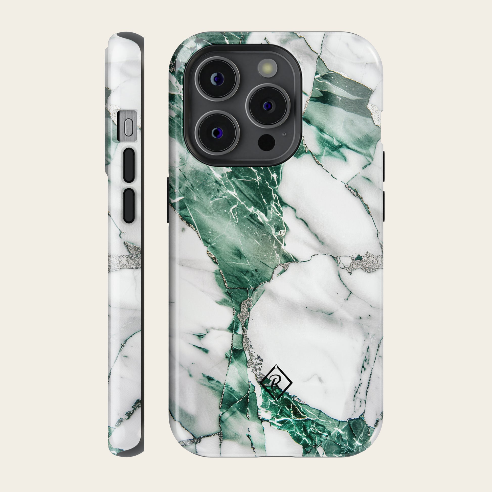 Marble Phone Case - Emerald Veins for iPhone, Samsung and Google Pixel - Roxique. Where durability meets style.