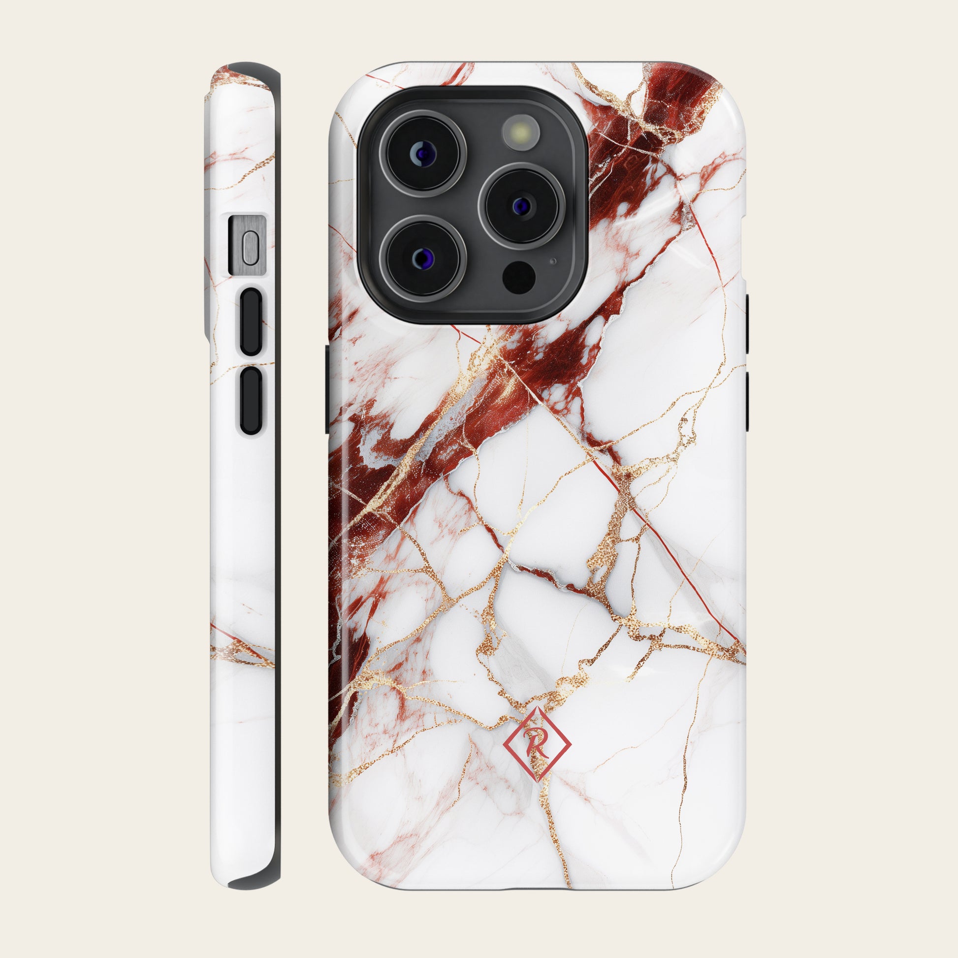 Marble Phone Case - Crimson Gold for iPhone, Samsung and Google Pixel - Roxique. Where durability meets style.